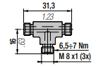 36M06A TSMM8 HOSE TO TSMM8 HOSE CONNECTION - TEE