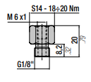 36MTC G 1/8" PORT TO M6 PORT ADAPTER