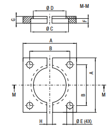 FS2B32 SPLIT BASE FLANGE MOUNT 32 MM Ø GAS SPRING