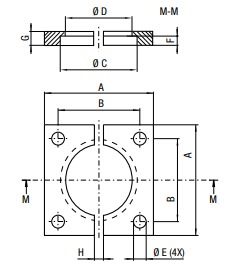 FS250 SPLIT BASE FLANGE MOUNT 50 MM Ø GAS SPRING