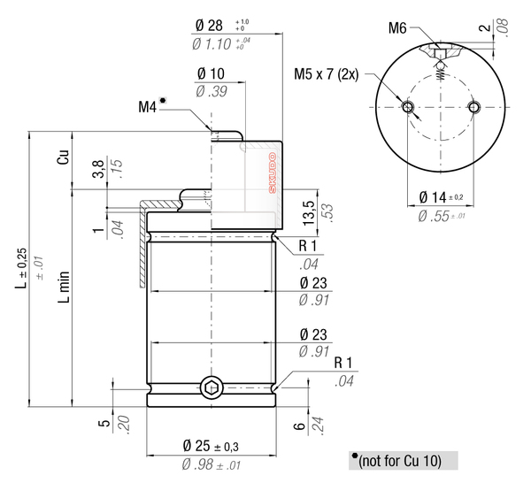 KE400-016A 25MM  DIA X 16MM  STROKE WITH SKUDO CAP OPTION