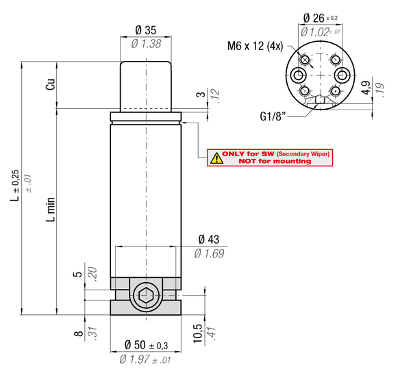 ML1800-015D-N 50MM  DIA X 15MM  STROKE W/ NO GAS