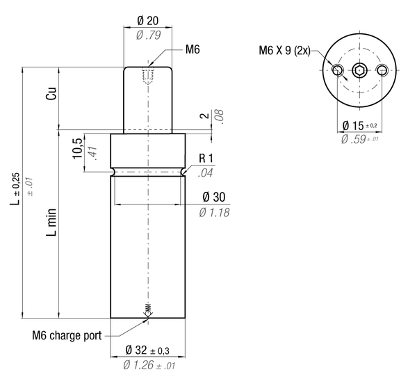 MQ700-038A 32MM  DIA X 38MM  STROKE GAS SPRING