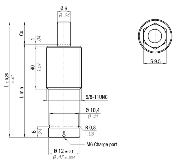 M50-007AGR-TBI 12MM  DIA X 7MM  STROKE 5/8 THREADED BODY "11 UNC