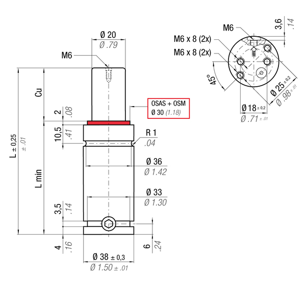 H500-019D 38MM  DIA X 19MM  STROKE ISO GAS SPRING