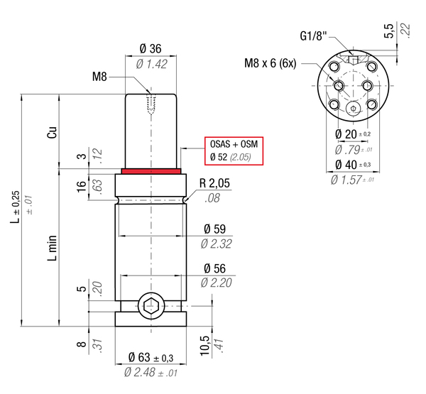 RF1500-063C 63MM  DIA X 63MM  STROKE GAS SPRING