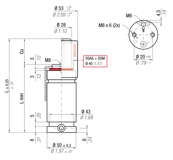 RS1000-122B 50MM  DIA X 122MM  STROKE WITH SKUDO CAP