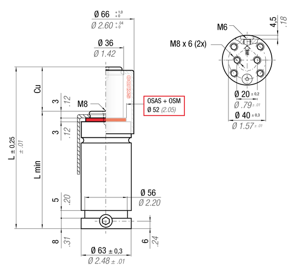 RS1500-047C 63MM  DIA X 47MM  STROKE WITH SKUDO CAP