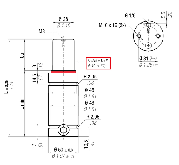 RT1000-050B 50MM  DIA X 50MM  STROKE GAS SPRING