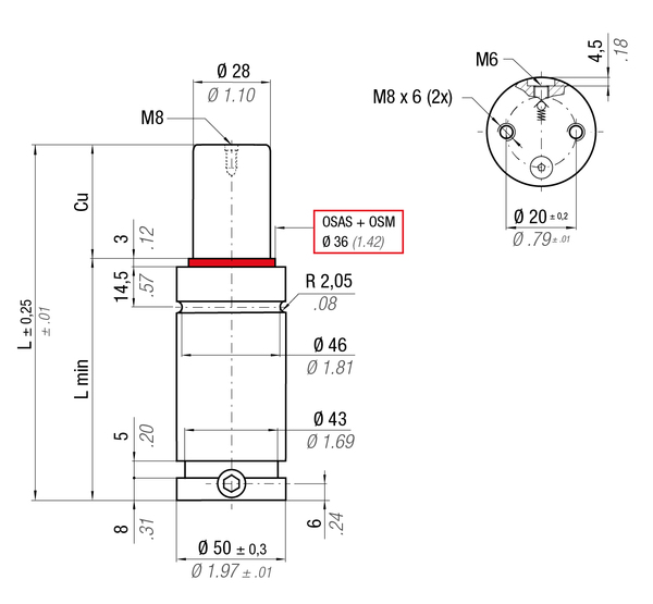 RV1000-080B 50MM  DIA X 80MM  STROKE ISO GAS SPRING