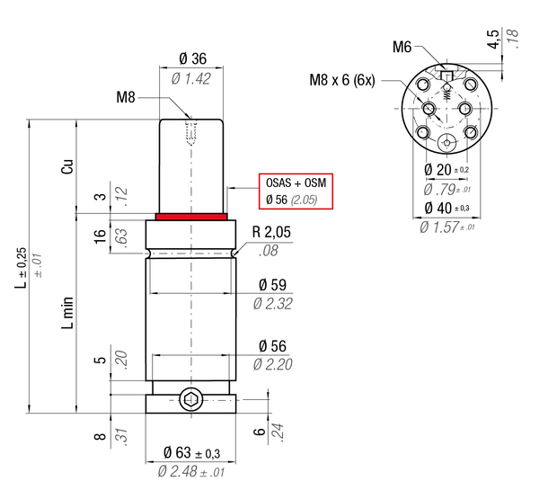 RV1500-080C 63MM  DIA X 80MM  STROKE ISO GAS SPRING