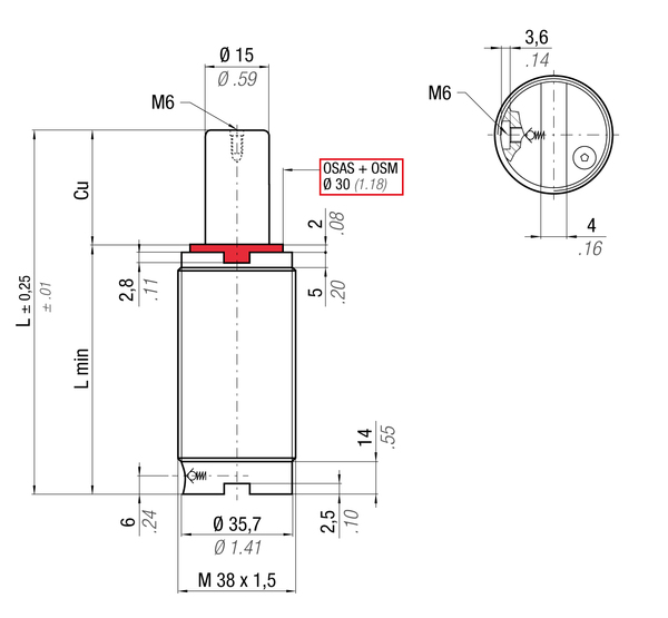 SCF250-080E 35.7MM  DIA X 80MM  STROKE M38 X 1.5 THD ISO GAS SPRING