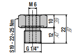 36M01A G 1/4" PORT TO M6 PORT ADAPTER