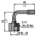 36P9/1602 ORFS 90 DEGREE HOSE FITTING 36TSM