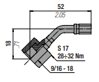 36P9/1603 ORFS 45 DEGREE HOSE FITTING 36TSM