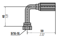 36P9/1606 ORFS 90 DEGREE LONG HOSE FITTING HY400