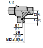 36R2409 EO-24° TEE HOSE TO HOSE ADAPTER