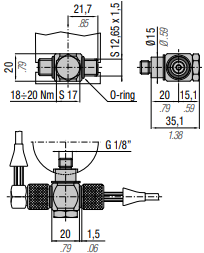 39BDM1001 FLEXFLOW HEAVY DUTY TEE PORT FITTING G 1/8"