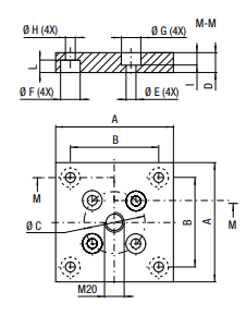 FBA195 BOLT ON BASE MOUNT 195 MM Ø GAS SPRING