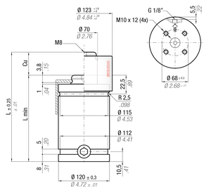 KE12000-025B 120MM  DIA X 25MM  STROKE WITH SKUDO CAP OPTION