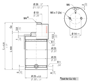 KE400-016A 25MM  DIA X 16MM  STROKE WITH SKUDO CAP OPTION