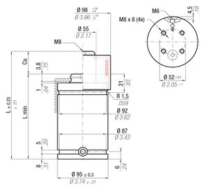 KE7500-032B 95MM  DIA X 32MM  STROKE WITH SKUDO CAP OPTION