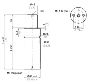 MP3000-050A MAXIMUM FORCE GAS SPRING 63 X 50