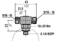 PA-BTS G 1/8" PORT TO ORFS HOSE END - TEE