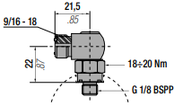 PA-E G 1/8" PORT TO ORFS HOSE END - 90 DEGREE