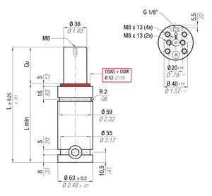 H1500-013D 63MM  DIA X 013MM  STROKE ISO GAS SPRING