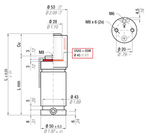 RS1000-013B 50MM  DIA X 13MM  STROKE WITH SKUDO CAP