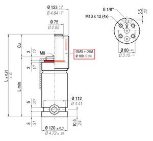 RS6600-060B 120MM  DIA X 60MM  STROKE WITH SKUDO CAP