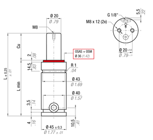 S500-025B 45MM  DIA X 25MM  STROKE GAS SPRING